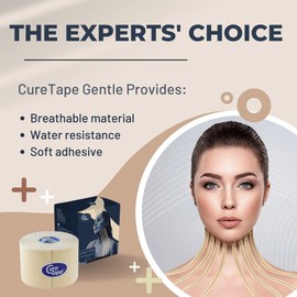 CureTape® Gentle | Kinesiology Tape For Hyper Sensitive Skin | Gentle Adhesion | 100% Hypoallergenic Water Resistant K Tape | For Thin Skin, Elderly or Children | Gentle To Remove | Medical KTape