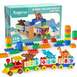 Anpcso Kids Toys for 2 3 4 5 6 7+ Year Old Boys Toddlers Classic Brick Set, Dinosaurs, Cars, Build, Learn and Play, Educational Interactive Creative DIY Toy Compatible with All Major Brands