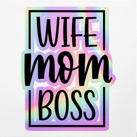Holographic Decal Stickers of Wife Mom Boss Premium Waterproof Vinyl Decal Stickers for Laptop Phone Accessory Helmet Car Window Mug Tuber Cup Door Wall Decoration ANDVER3d39840HO