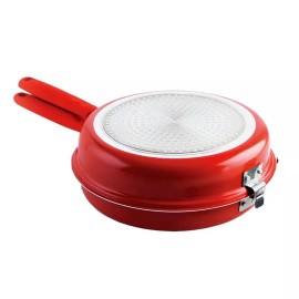 Golden Star Middle Eastern Classic Double Fry Pan Bottom Induction Non Stick Coating, Red