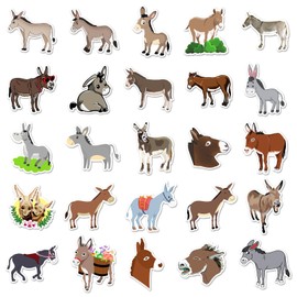 50 Pcs Donkey Stickers for Laptop,Bike,Guitar,Scrapbook, Luggage,Motorcycle,Skateboard,Suitcase,Water Bottle,Cute Animals Trendy Stickers,Waterproof Vinyl Decals,Gift for Girls Kids Teens
