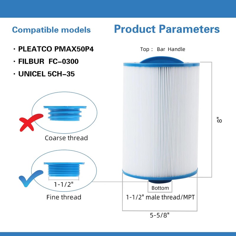 AmiBron PMAX50 Spa Filter, Compatible with PMAX50P4, PAS35P, FC-0300, 5CH-35,