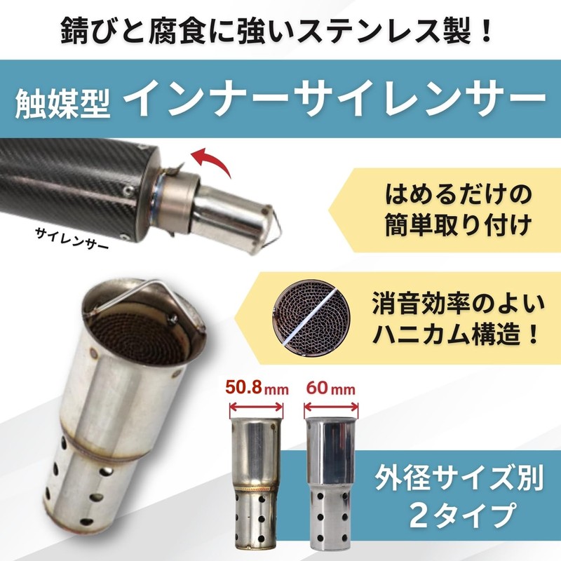 shymie Inner Silencer Baffle Bike Muffler, General Purpose, Catalytic Type,