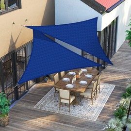 Awnpro 14' x 26' x 29.5' Blue Right Angle Triangle Shade Sail Awning with Mounting Kit Shade Sail Outdoor Patio Garden Backyard Sun Protection Awning