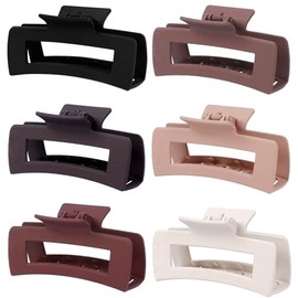 Sisiaipu Pinzas para el pelo de 10 cm, 6 unidades, para cabello grueso, cuadradas, rectangulares, antideslizantes, de acrílico, con forma de banana, a
