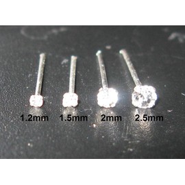 Mixed Colour Crystals Pack of 5 Sterling Silver Thin 0.6mm Bar Bend to Fit Nose Studs Choose Size: 1.2mm 1.5mm 2mm or 2.5mm