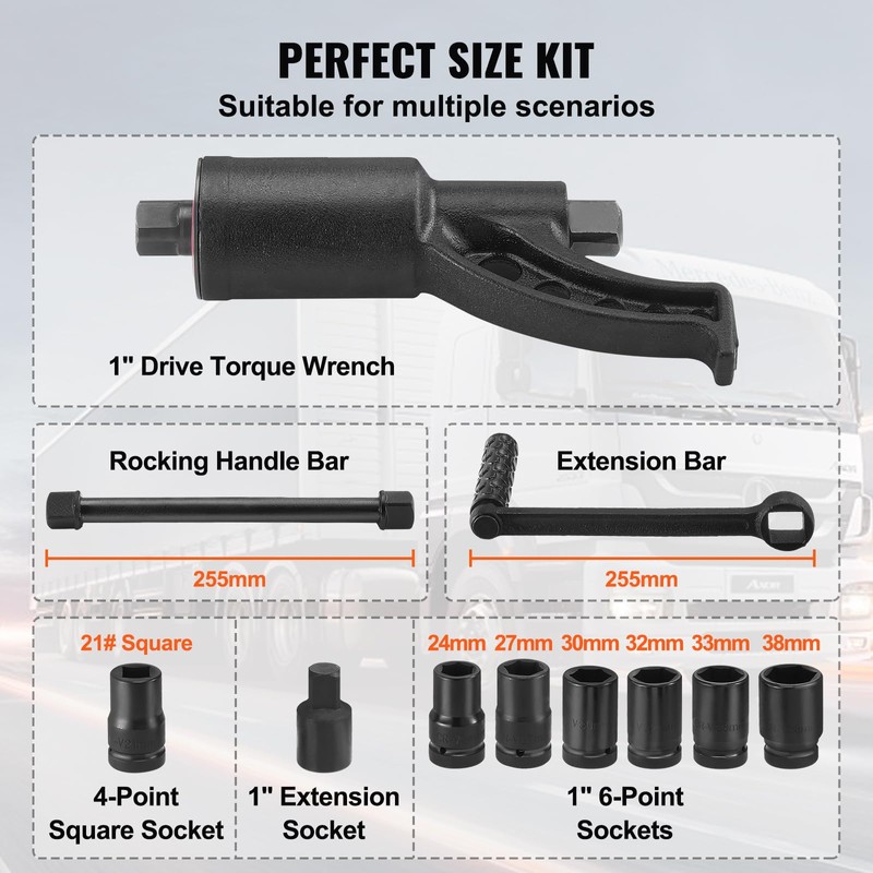 Happybuy Torque Multiplier: Heavy-Duty Wrench Set, 1-Inch Drive, 6800N.m, 8