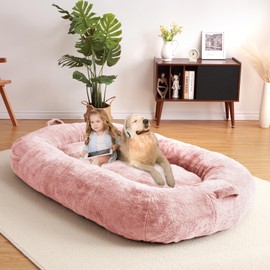 GarveeLife Giant Dog Bed for People, Washable & Plush Human Sized Dog Bed for Men and Women, Large Dog Bed Suitable for Adults, Anti-Slip Bean Bag for Large Dogs, Human-Sized Bed, 71"x43.3"x10"