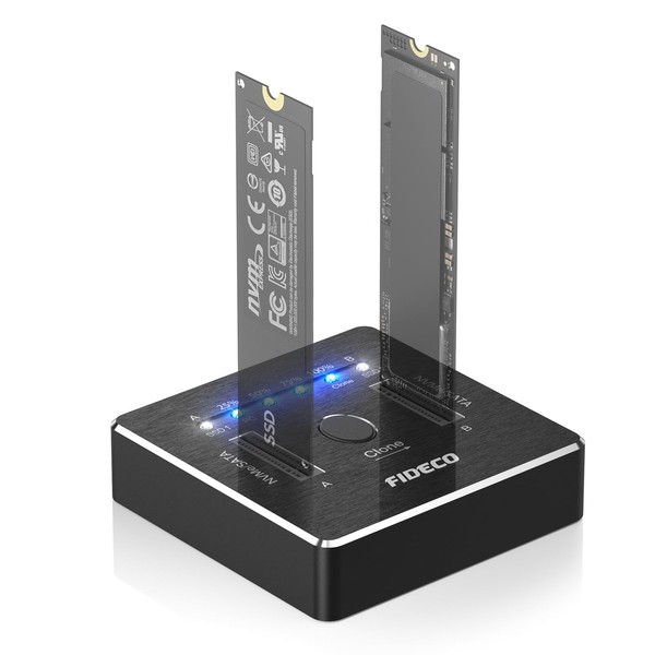FIDECO M.2 NVMe SATA SSD Cloner Dock, USB 3.2 Gen