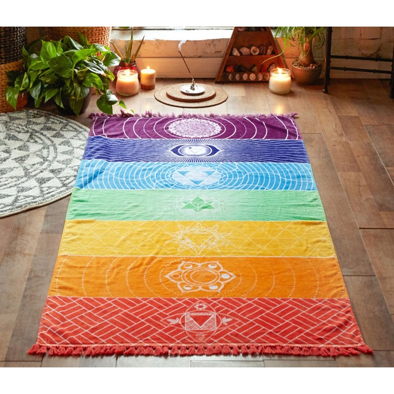 Thin Bohemia Single Rainbow 7 Chakra Tapestry Towel Mandala Hippie