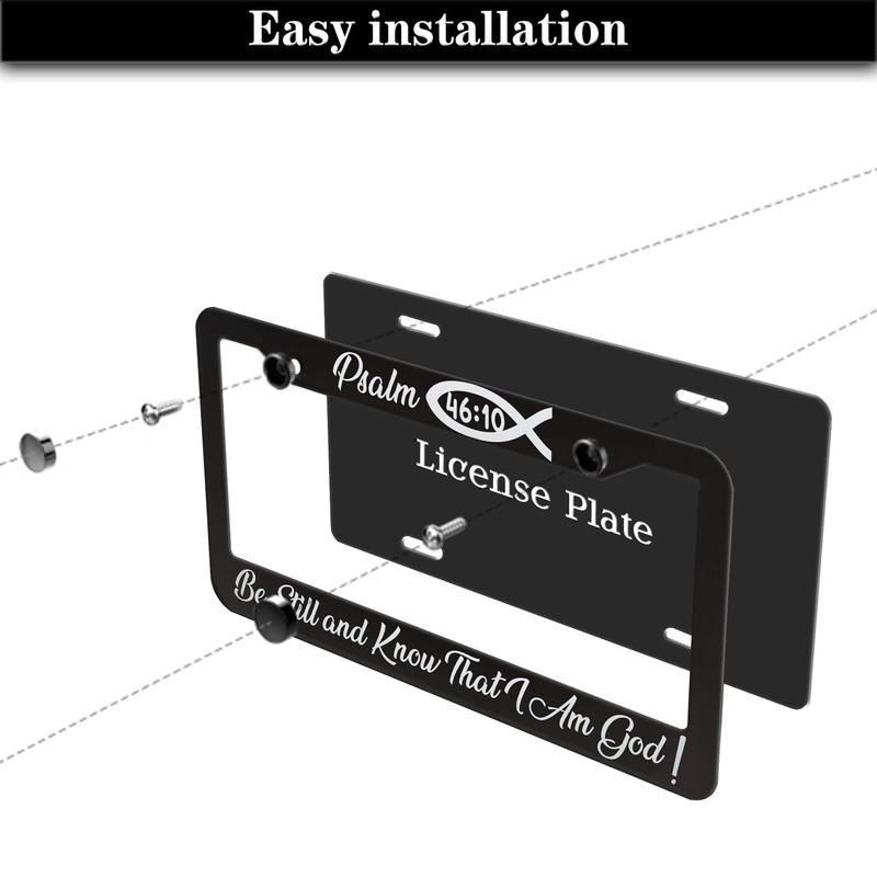 License Plate Frames Black and White License Plate Frame Psalm