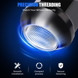 KUDILUN M12 x 1.5-20 Pcs Hex Wheel Lug Nut Set, 20 pcs Lug Nuts Chrome OEM Factory Style Mag Seat Lug Nut Replacement Fit Wheel Lug Nuts (Black), KDL002