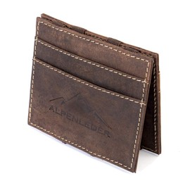 Credit Card Wallet | Made Of Buffalo Leather | Men Women Vintage Brown Multiple Pockets | By Alpenleder