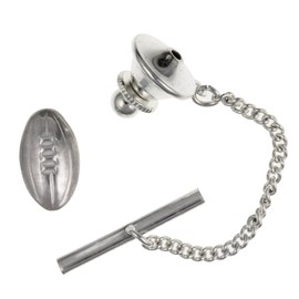 MENS Rugby Football Ball Tie Pin/Tack - Solid 925 Sterling Silver