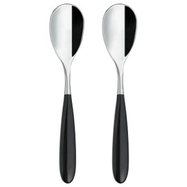 Grunwerg 2CS650BK Yin & Yang Coffee Spoons, Stainless Steel, Black