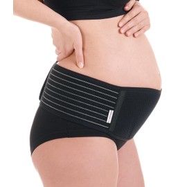 Herzmutter - 3200 - Maternity Belly Belt - Abdominal Support Band - Adjustable Size - Pregnancy Belt for Gymnastics, Yoga, Sport - Black | Wide, size: s-m