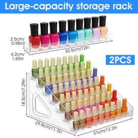 2 Pack Acrylic Nail Polish Organizer 84 Bottles of 7 Layers Acrylic Display Rack Clear Nail Polish Paint Organizer Holder Rack Eyeglasses Shelf Essential Oils Holder Stand No Tool Needed Assembly