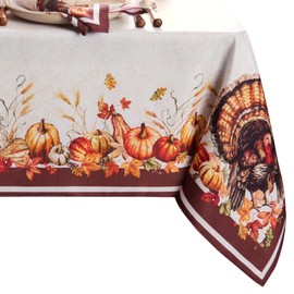 Elrene Elrene Home Fashions Autumn Heritage Turkey Engineered Wrinkle Resistant Tablecloth, 60"x144" Rectangle