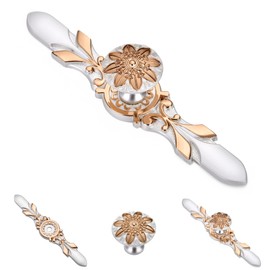 Aandxmok 20 Pack Round Ivory White Gold Cabinet Knobs and Plates - 1.16 Knob & 5.8 Plate