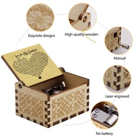 UTEMAN Vintage Wooden Music Box Gift for Mom from Daughter Son Women Gifts for Christmas You are My Sunshine 2.5 x 1.9 x 1.4 inches