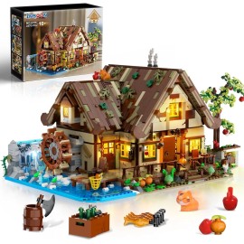 INSOON Wood Cabin Building Set - LED Light, 2570PCS Wooden Forest House Building Block