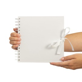 Square Kraft Paper Scrapbook Photo Album Book Spiral Bound Bow 12x12 Inch