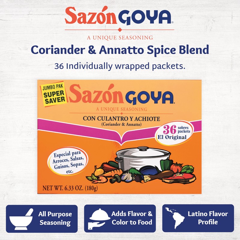 Goya Sazón Seasoning with Coriander & Annatto, Spices for Cooking
