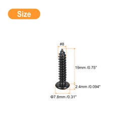sourcing map #8 x 3/4" Phillips Pan Head Self-tapping Screw, 100pcs - 304 Stainless Steel Round Head Wood Screw Full Thread (Black)