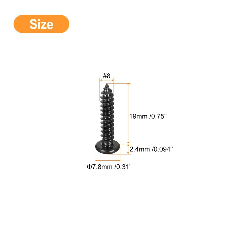 sourcing map #8 x 3/4" Phillips Pan Head Self-tapping Screw,