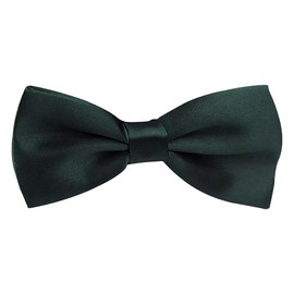 FATASH Men's Silk Satin Pre-Tied Bow Tie | Adjustable Two-Layer Classic Dickie | Solid Color Elastic Neck Bowtie for Fancy Dress Costume Wedding Formal Party Prom | Boys Suit Accessories Forest Green