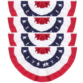 3 x 6 Ft Extra Large American Pleated Fan Flag 4th of July Decoration USA Patriotic Half Fan Bunting Flag for Independence Day Memorial Day and Labour Day 4PCS