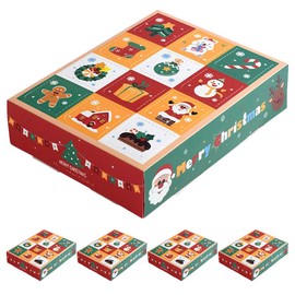 HEMOTON Christmas Advent Calendar Boxes to Fill 12 Empty Countdown Calendar 5pcs Xmas Goody Treat Boxes Small Ornament Boxes for Holiday Decor Christmas Party Sulpplies