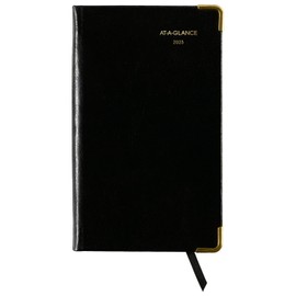 AT-A-GLANCE 2025 Fine Diary, Weekly & Monthly Diary, 3" x 5", Pocket Size, Black (7011110525)