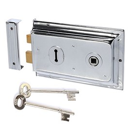 Polished Chrome Traditional 1920s Victorian Style Rim Lock