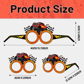 YYMYMGJ 24 PCS Monster Truck Paper Eyeglasses Monster Truck Party Favors Supplies Birthday Party Decorations Gifts Photo Booth Props for Kids Boys