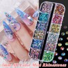 6 Boxes Sparkling Crystal Nail Rhinestones Pearls Kit,Flatback Multicolor Transparent