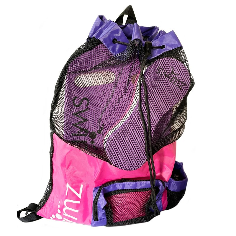 Swimz Elite Club Mesh Backpack - Pink/White/Purple, Large Swimming mesh