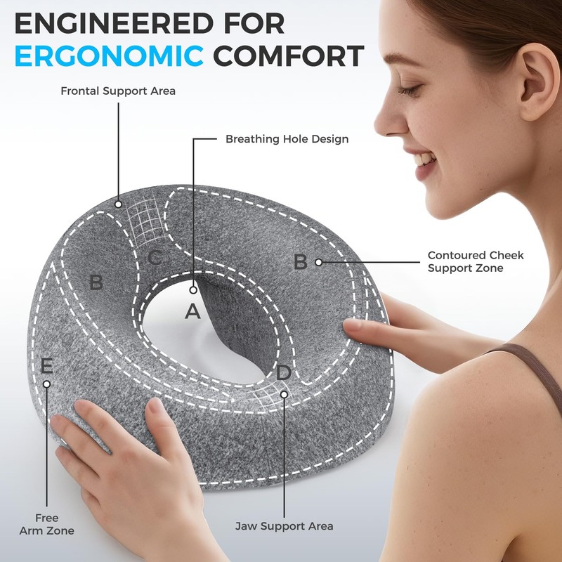 Face Down Pillow, Massage Headrest for Bed, Massage Face Cradle