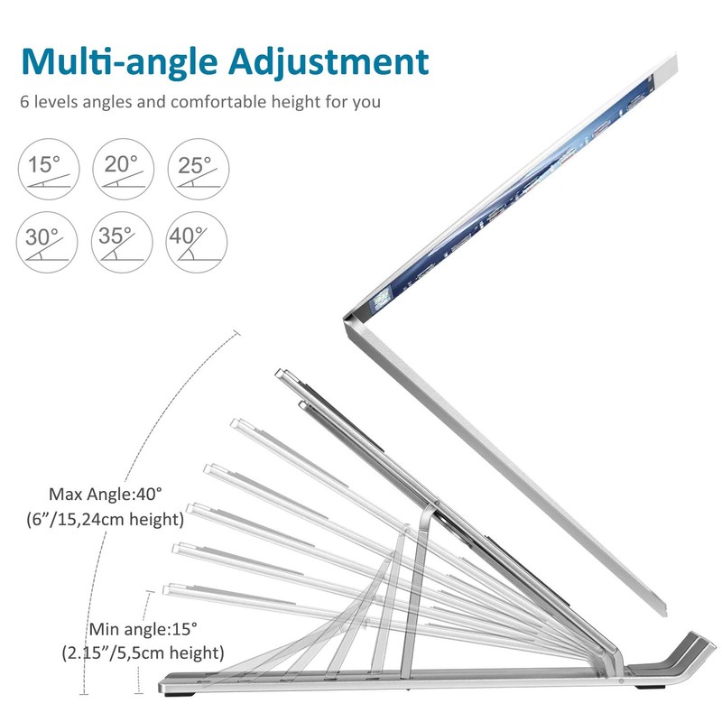 ivoler Laptop Stand for Desk, Adjustable Laptop Riser Aluminum Ergonomic
