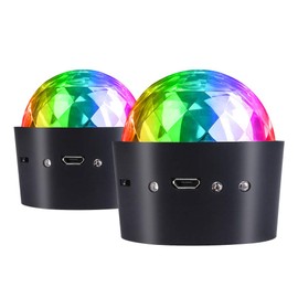 Mini Disco Light, Miuko Sound Activated Multi-Color Battery Operated Disco Ball Light, Festival Party Light, Led Stage Light, Car Decoration Light (Portable Battery Powered) - [2-Pack]