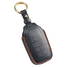 Hontumax Genuine Leather Key Fob Cover Case for Toyota Corolla Crown Prius BZ4X (2023-2025), for Toyota Camry 4Runner Highlander 2025, for Subaru Solterra (Dark Blue)