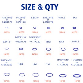 BUSY-CORNER O Rings Kit 396 Pieces 18 Sizes SAE Inch Car Air Conditioning A/C O Ring Seals Rubber O-Rings Green & Purple