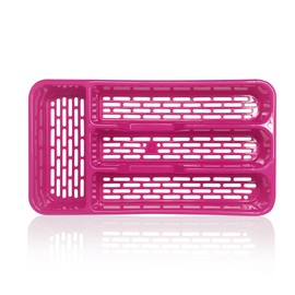 plastific Large CUTLERY TRAY Utensils Spoon Fork Holder Flatware Organiser for Kitchen Organiser Strong Plastic Drawer Sliding Tidy (33 x 17.5 x 4.3 slim, Fuchsia)
