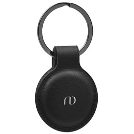 Nereides Compatible AirTag Case Keychain, PU Leather AirTag Case, Key Ring, Key Chain, Loss Prevention, Convenient, Lightweight, Stylish, Key Finder, Compatible with Keys, Pets, Bags, etc. (Black)