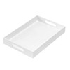 MUKEEN Glossy White Sturdy Acrylic Serving Tray with Handles 10x15x2H