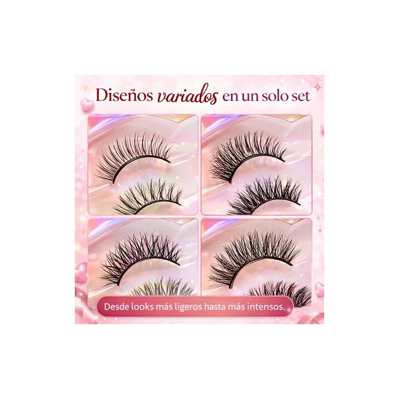 Pestañas Postizas 7 Pares Reutilizables Aspecto Natural