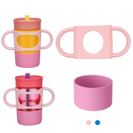 NiHome - Vaso de silicona de doble asa y bota para niños Owala de 12 onzas, 15 onzas, fácil de instalar para que los niños pequeños se agarren y entrenen, protección contra caídas de la manga inferior