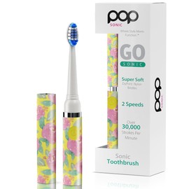 Pop Sonic Electric Toothbrush (Ombre) - Travel Toothbrushes w/AAA Battery | Kids Electric Toothbrushes with 2 Speed & 15,000-30,000 Strokes/Minute, Dupont Nylon Bristles (Botanical Yellow)