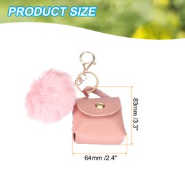 [PATIKIL] Coin Pouch PU Leather Small Coin Purse Keychain for Women Keychain Pouch Mini Tote Bag Keychain Cute Small Hanging Backpack Handbag Decoration Pink