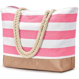 oscaurt Beach Bag, Tote Bag with Zip, Large Shopper Bag, Waterproof Swimming Bag, Travel Bag, Women's Handbag, Shoulder Bag, Gifts for Women, pink